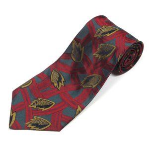 Vtg CELILIA METHENY Floral Red Green Yellow Dimensional Leaf Men's Silk Neck Tie